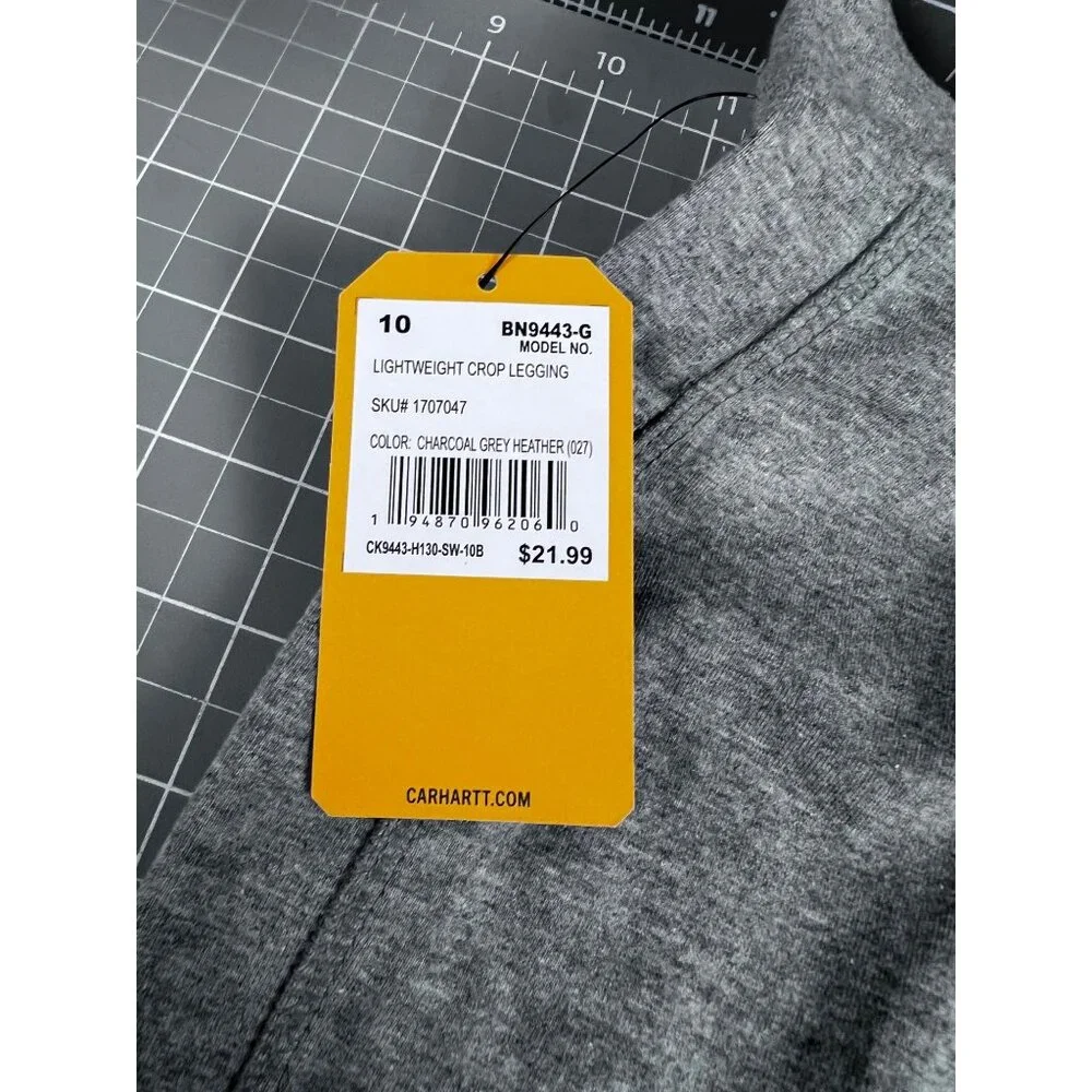 Carhartt Girl's Lightweight Crop Leggings Charcoal Heather Sz. 10 New NWT - Picture 3 of 4
